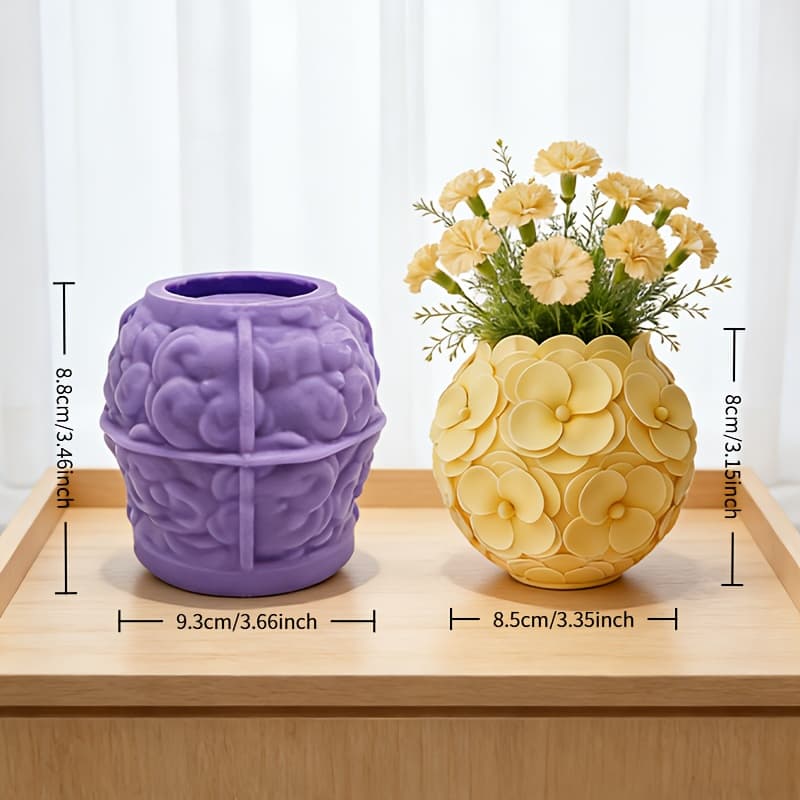 TEMU Petal Round Vase Mold With & 3 - Soft Silicone Resin Casting Molds Suitable For Diy Crafts, Resin/plaster/cement Vase Making, Decor, Wedding/valentine's/ Gift - Flower Vase Mold