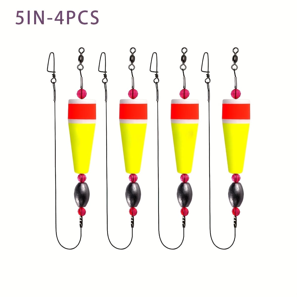 TEMU Fishing Floats Rigs For Saltwater Rattle Weighted Bobbers Fishing Tackle (4pcs, 2/3/4/5in, Green/yellow/orange)