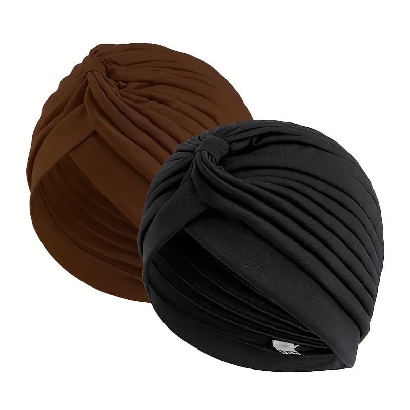 TEMU Cross-border Supply Of Solid Color Women's Hats, Sleep Caps, And Headscarves, Sold In Packs Of 2
