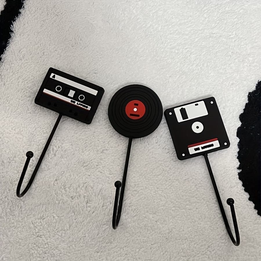 TEMU 3pcs Vintage Industrial Style Office Hooks - , No-drill, For Headphones, Clothes, Backpacks & More - Strong Adhesive, Rust-proof Pvc