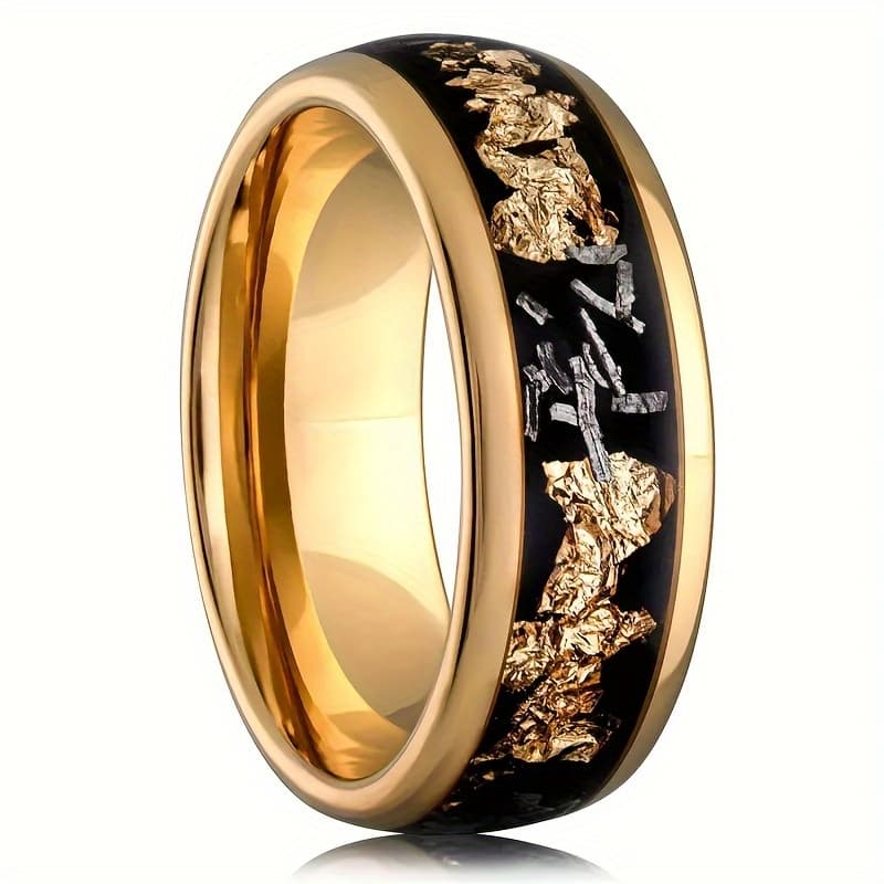 TEMU 1pc Of 8mm Fashionable And Unique Golden Ring, Men's Wedding Ring