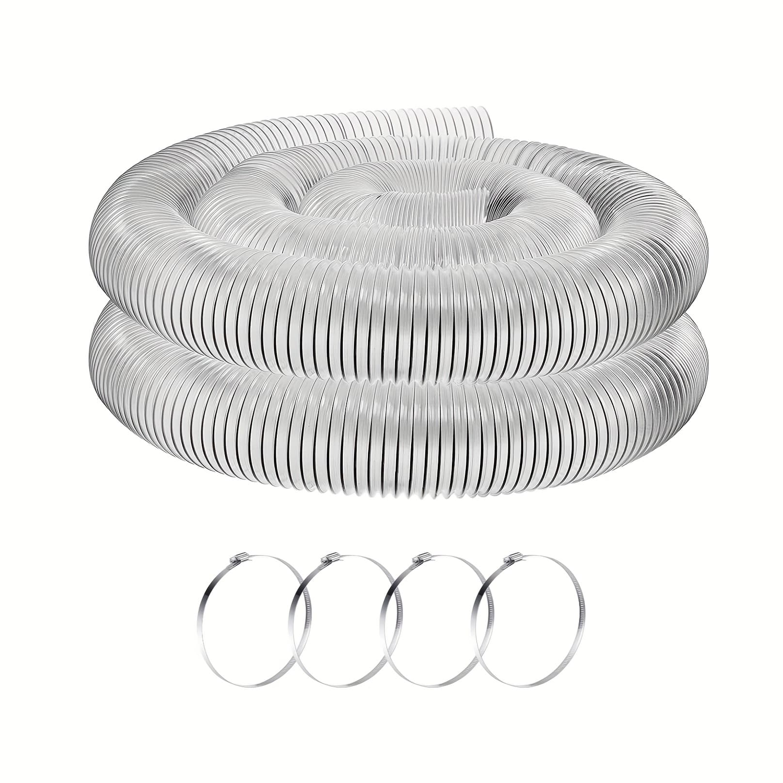 TEMU 2 1/ 2" X 10' Pvc Clear For Dust Collection Hose, Puncture Resistant Fume Collection Hose With 4pcs Stainless Steel Clamps, Suitable For Dust Woods Collection