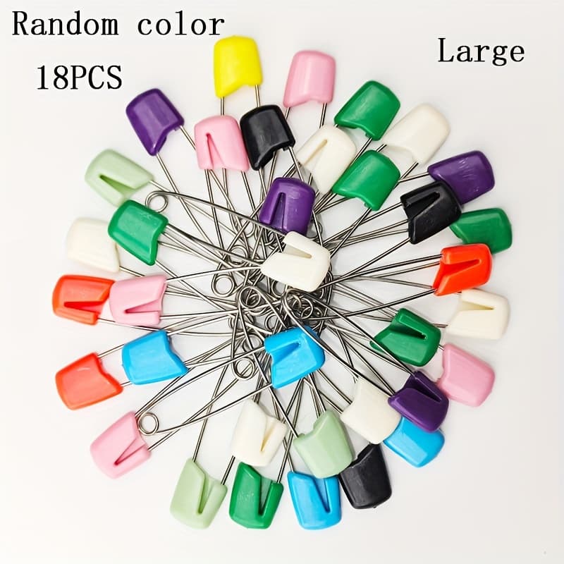 TEMU 18pcs Candy-colored Plastic With Locking Design, Made Of Stainless Steel, Suitable For Textiles, Clothing, Diy Projects, And Daily Use, Random Colors