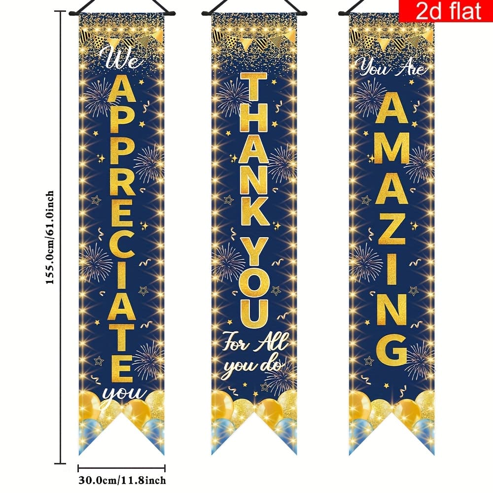 TEMU 2d Flat Banner, 3pcs, We Thank You Decorations Party Banner, Thank You For Everything Porch Sign Banner For Teacher Staff Doctor Nurse Poster Volunteer Appreciation Week Office Home Outdoor Decor
