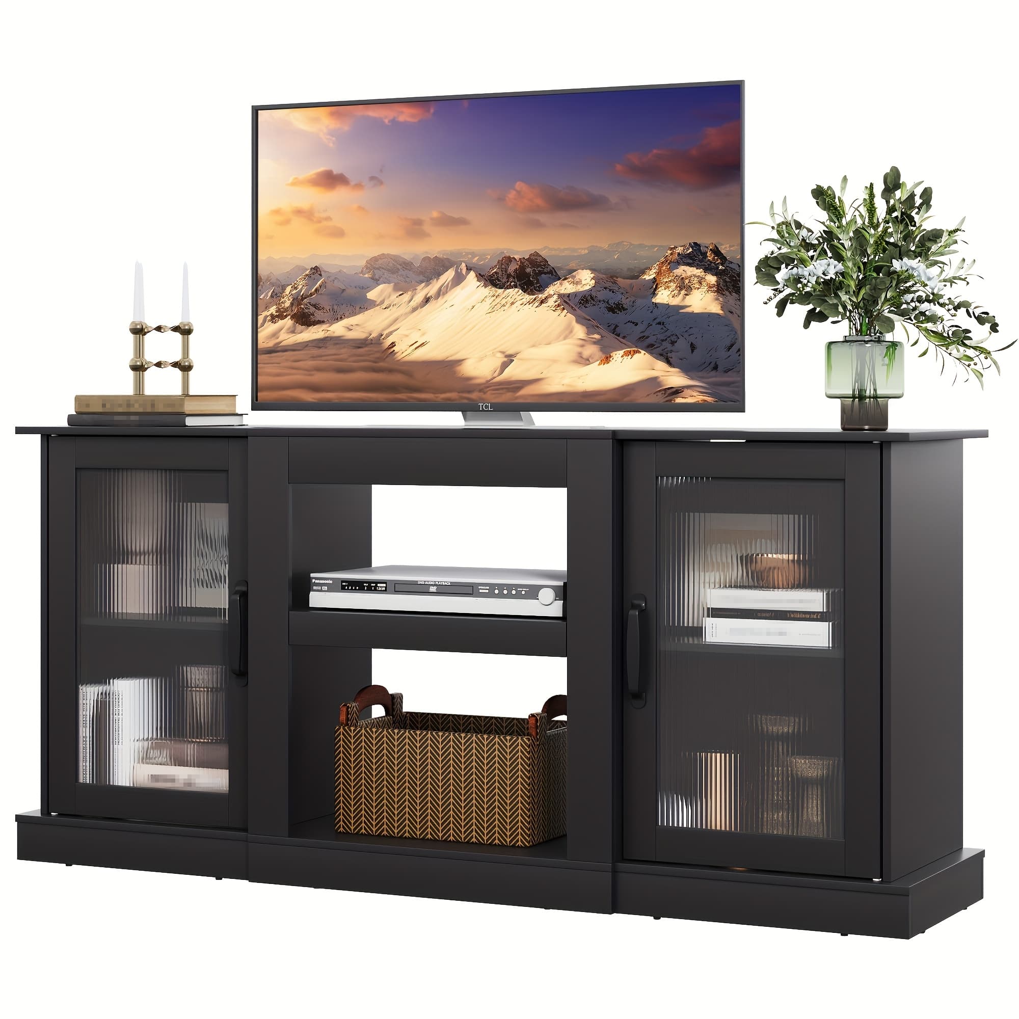 TEMU Tv Stand For 65 Inch Tv, Center With Storage And Open Shelves, For Living Room And Bedroom