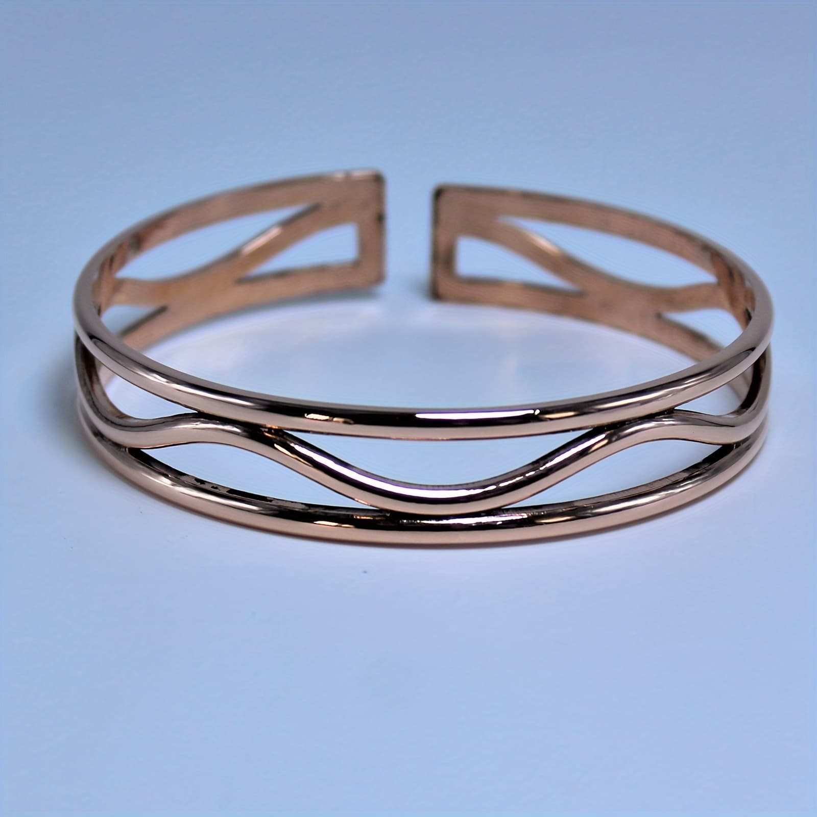 TEMU 1pc Elegant Copper Bracelet, Women's Cuff Bangle, Suitable For Daily Wear And Party Gifts, The Perfect Women's Fashion Accessory