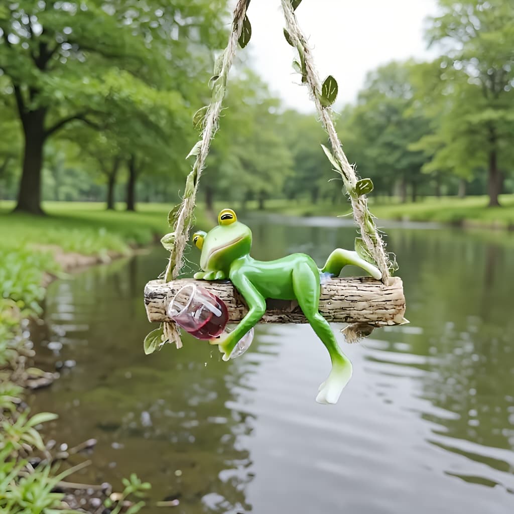 TEMU 1pc Garden Frog Swing Garden Ornament