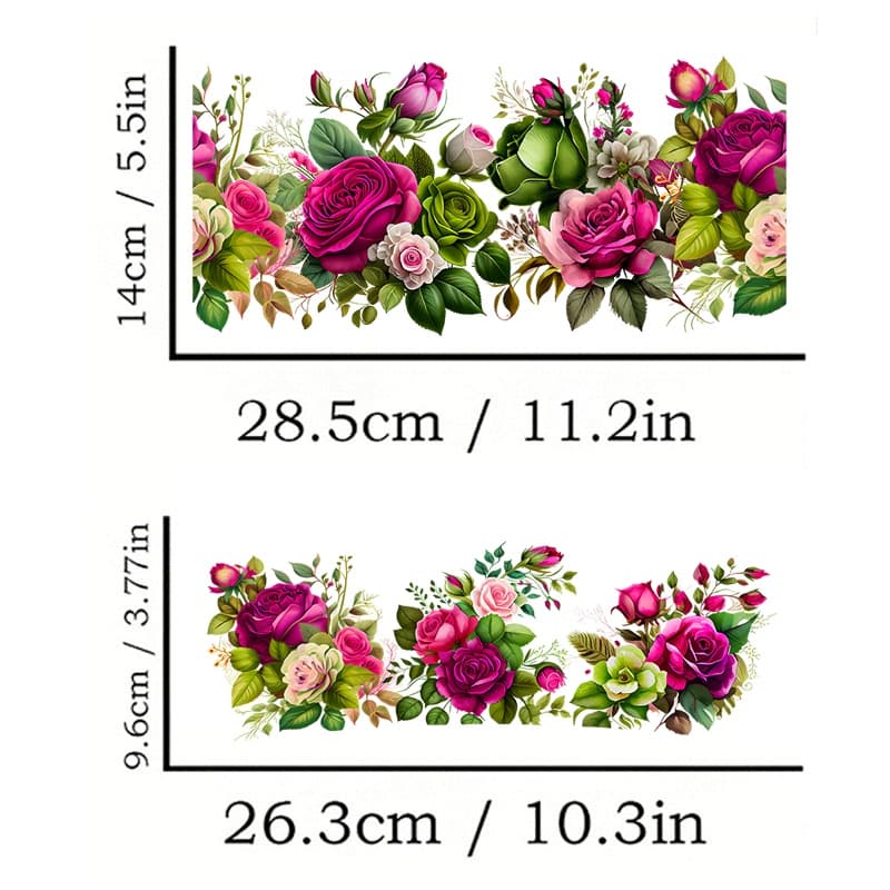 TEMU 2pcs/set Rose Floral Combo Design Uv Dtf Transfer For 40 Oz Glass Cups - Scratch-resistant Transfer, Decoration Kit For Glass Bottle, Mug And More - Pvc Craft Kit (cup Not Included)