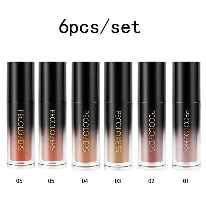 TEMU 6pcs/set Moisturizing Liquid Lip Lipstick Tint Water Light Solid Lip Gloss Glass Tea Lip Glaze Makeup Cosmetics Beauty