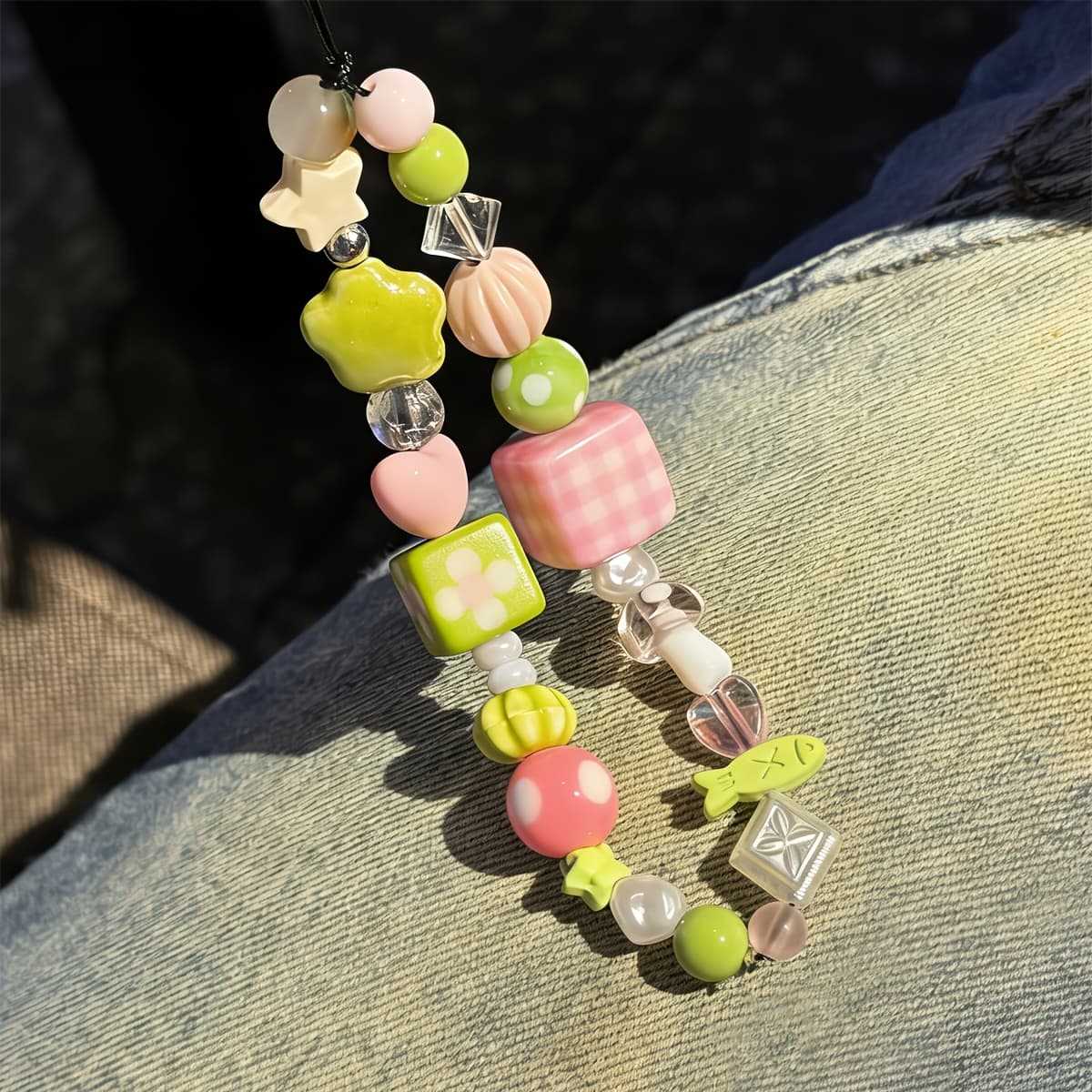 TEMU 1pc Spring Trendy Macarons Color Beaded Mobile Phone Chain Camera Charm Y2k Gift Strap Bracelet Anti-lost Lanyard Strap For Girl Jewelry