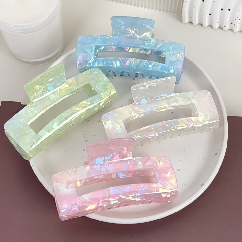TEMU 4pcs Advanced Sense Large Clip, Simple And Elegant Mermaid Head Hair Clip, Suitable For Daily, Festival, Mixed Suit