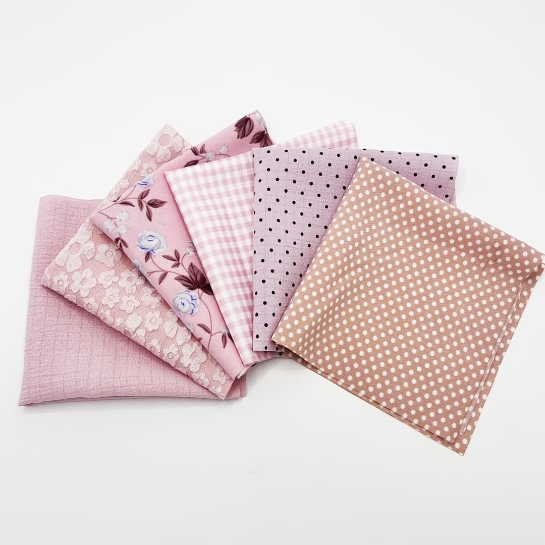 TEMU 6pcs Pink Diy Fabric Pack, Suitable For Hand Sewing Projects, All Fabric, Ideal For Diy Crafts And Handmade Projects