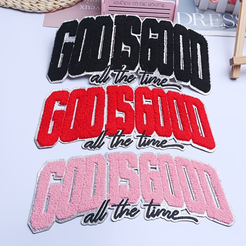 TEMU 3 Pac Godisgood All The Towel Embroidery Cloth Patch Iron Ironing Style Fashion Trend Hobby Bag Coat Decorative Patch Patch