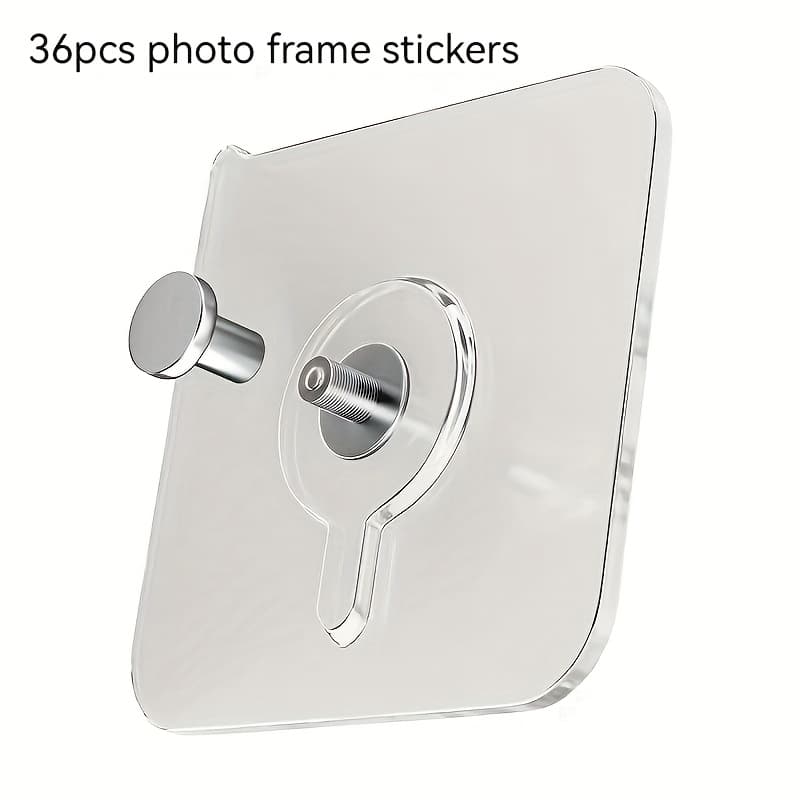 TEMU 36 Self-adhesive Picture Hooks: No Drilling Required, Traceless Photo Frame Nails, Suitable For Photos And Posters - Strong Adhesive Hooks For Wall Decoration