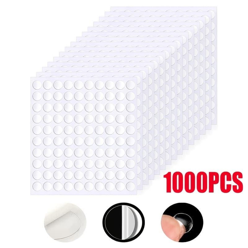 TEMU 1000pcs Double Sided Adhesive Dots Clear Sticky Removable Stickers Acrylic Round Putty Sticky Dot For Balloon Craft Diy Art Office Supplies