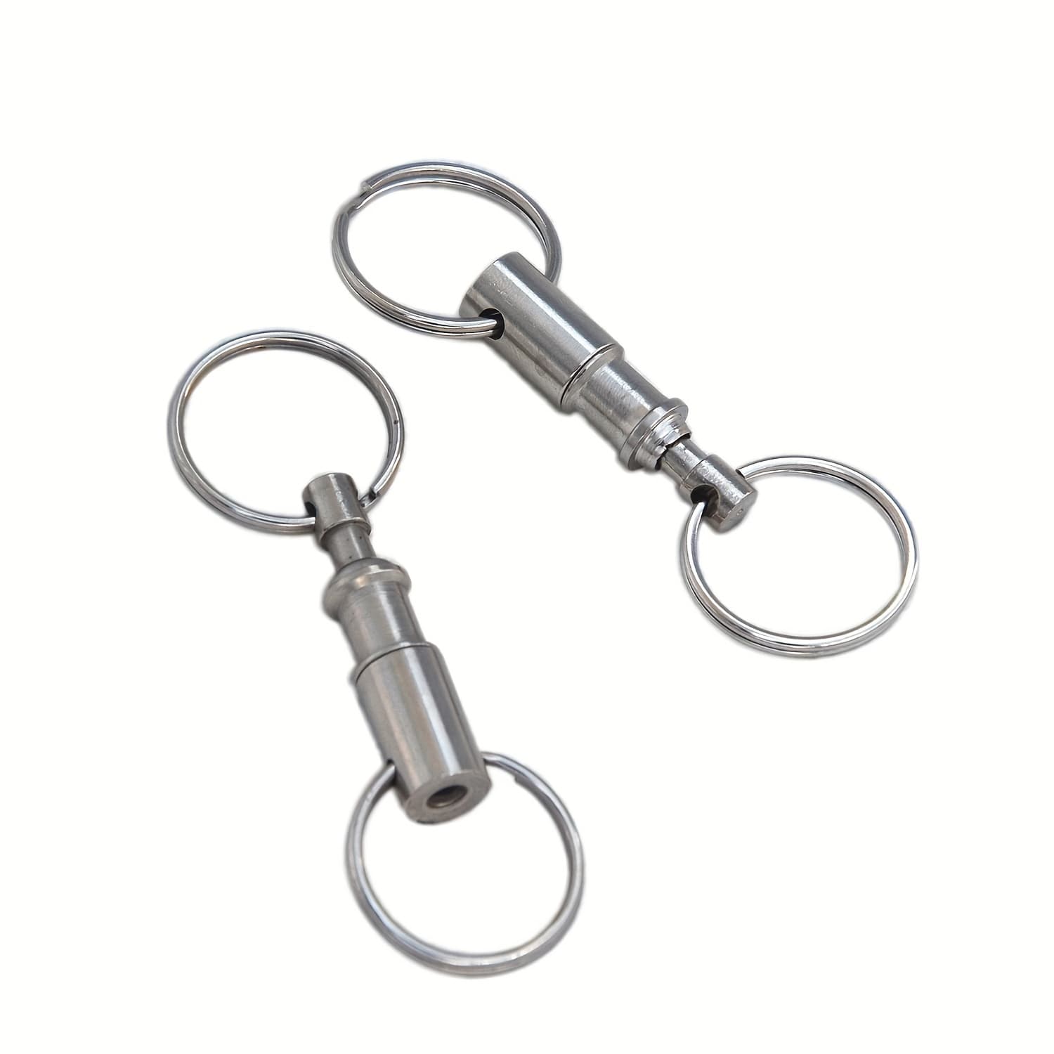 TEMU 2pcs Set Quick Detachable Separable Telescopic Push-type Double Ring Keychain Outdoor Quick Hanging Keychain