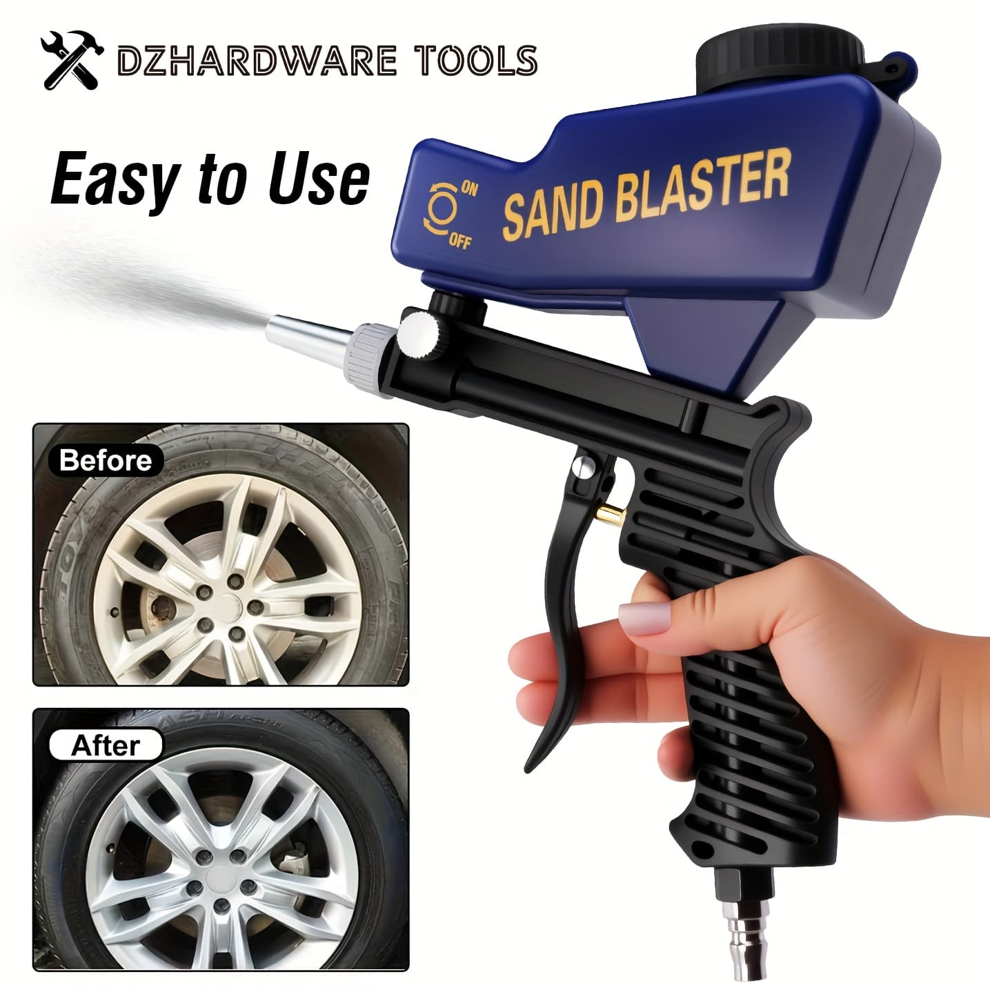 TEMU Ergonomic Handle Portable Sandblaster For Paint And Rust Removal, Capacity 600cc (18 Oz) / Abrasive Blaster For Wood, Metal, Automotive And, Can Use Baking Soda, Sand