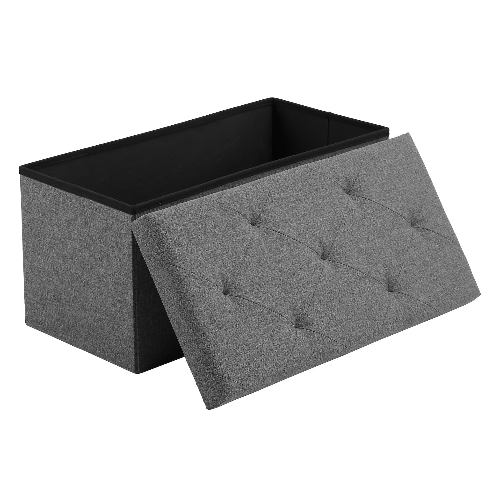 TEMU 30/43 Inch Folding Ottoman With Storage, Ottoman Storage Bench For End Of Bed, Living Room, Entryway, Bedroom, Holds 660lbs, Grey