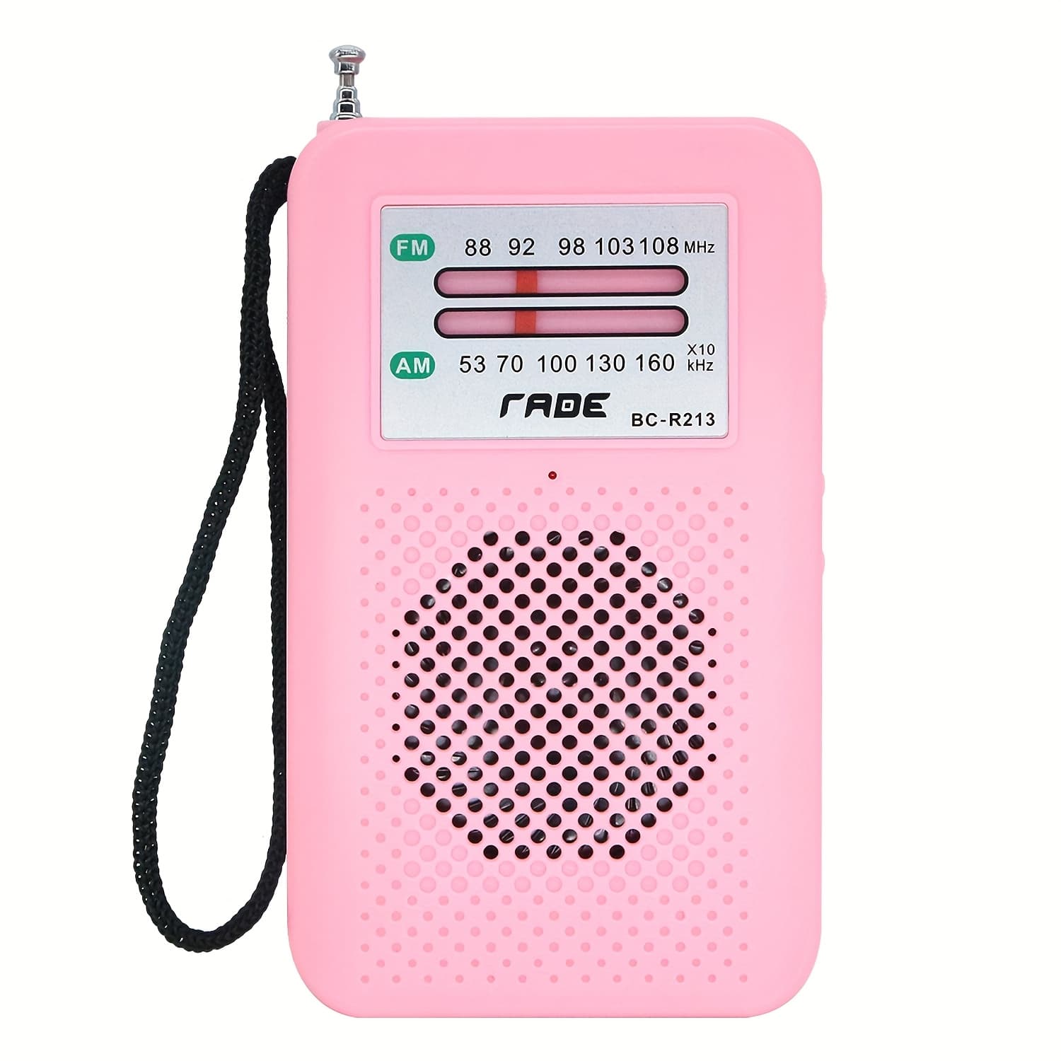 TEMU Portable Am Fm Radio Speaker, Battery-powered Handheld Radio W/manual Tuner, Headphone Jack, Integrated Speaker, Adjustable Antenna, And Wrist Strap