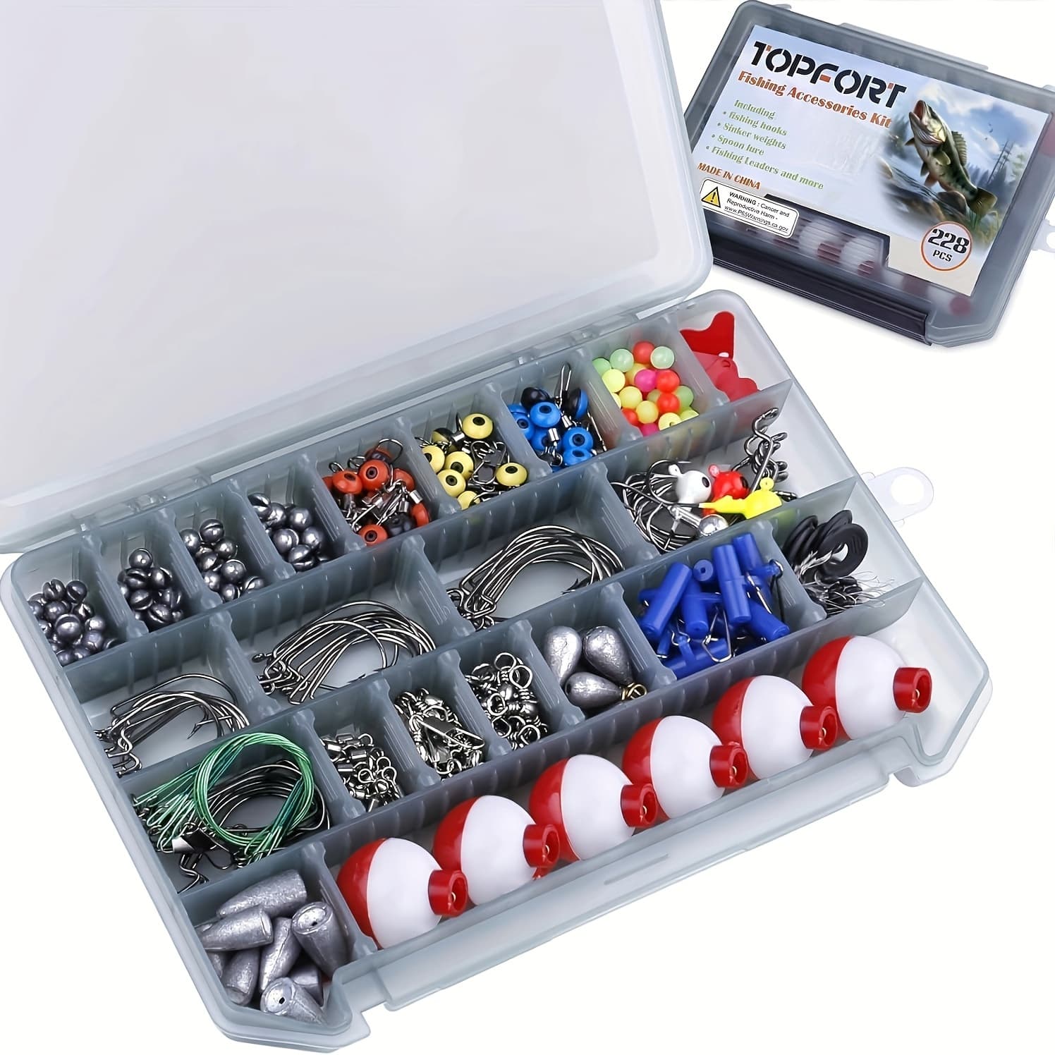 TEMU Premium Fishing Accessories Kit: 228pcs Complete Fishing Set With Tackle Box- For Freshwater And Saltwater -perfect Thanksgiving & Christmas Gift For Men & Dad