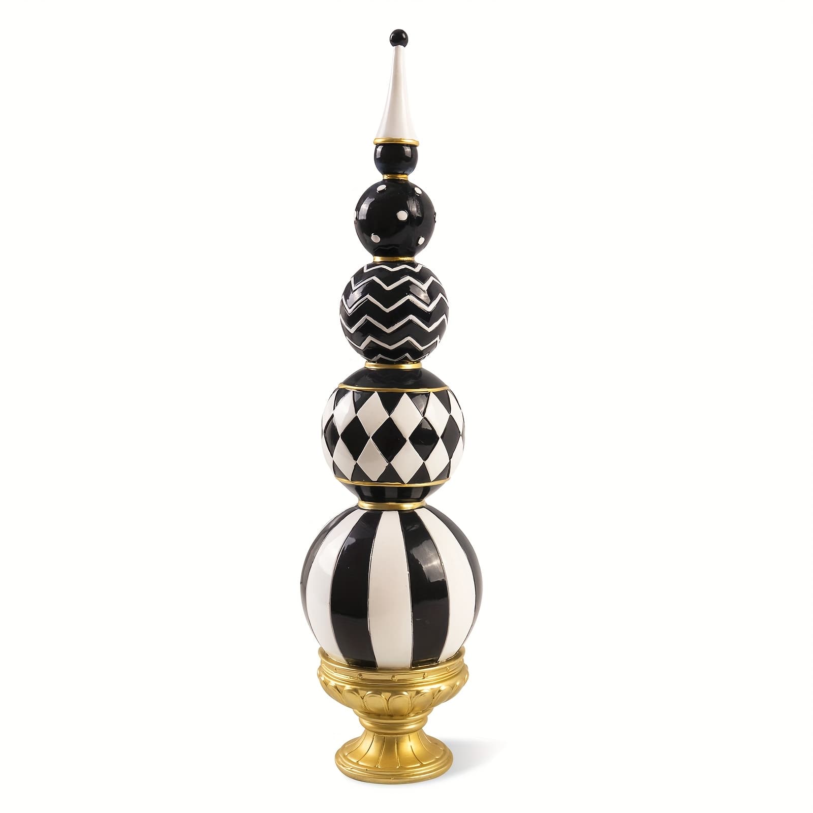 TEMU Black And White Checkered Decor, 15.7 Inch Resin Modern Sphere Sculpture, Table Top Mantel Office Desk Shelf Halloween & Christmas Decorations For Home Statue