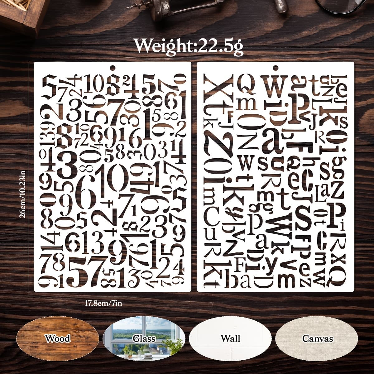 TEMU 2-pack B5 Size Vintage Drawing Templates | Reusable Plastic Stencils For Paper, Walls, Crafts, Canvas, Clothing, Floors, Fabric - Creative Letter And , 10.23x7 Inches