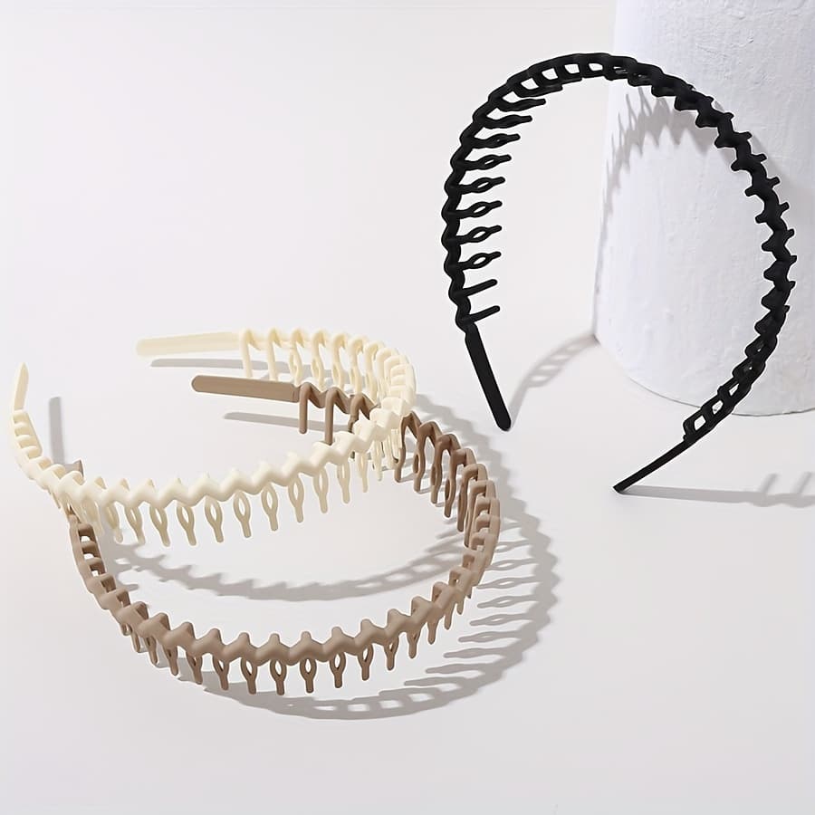 TEMU 3pcs Women's Minimalist Hairband With Teeth, Non-slip Hair Accessory