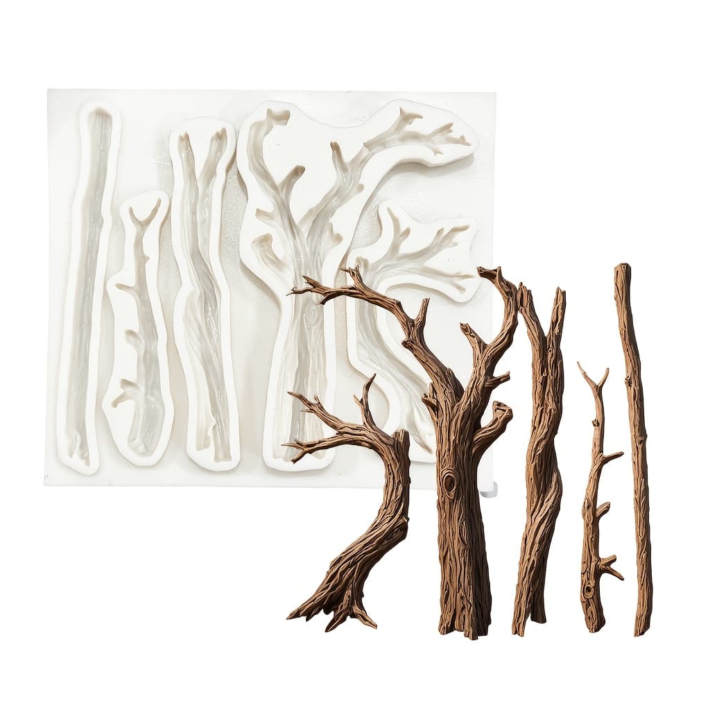 TEMU Tree Branch-shaped Silicone Resin Mold Set, Resin Casting Molds, Suitable For Handmade Resin Crafts, Polymer Clay, Plaster, Home Decoration, And Gift Making