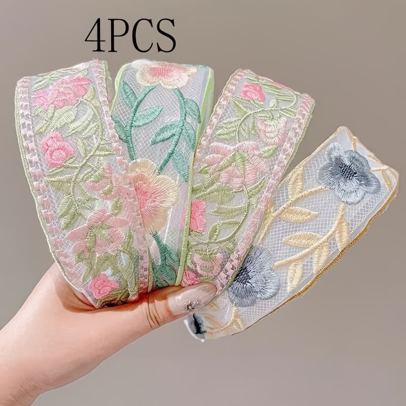 TEMU Summer Fabric Flower Hairband Style High Top Headband Fresh Fashionable Country Style Hair Accessory For Women