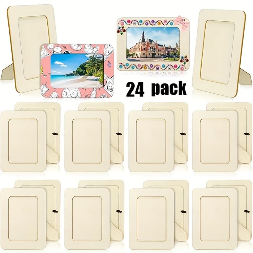 TEMU 24 Wooden Photo Frames Measuring 6 Inches Each