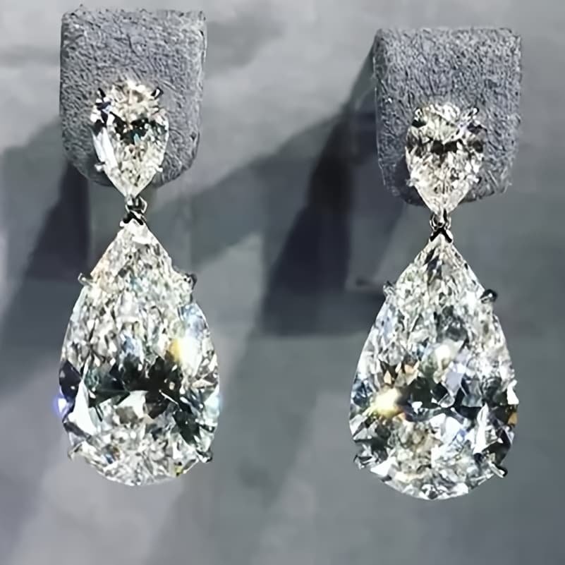 TEMU 1 Pair Women's Fashion Drooping Style Earrings Exquisite Elegant Inlaid Teardrop Shaped Synthetic Zirconia Pendant Earrings Women' Casual All-match Banquet Wear Ear Jewelry