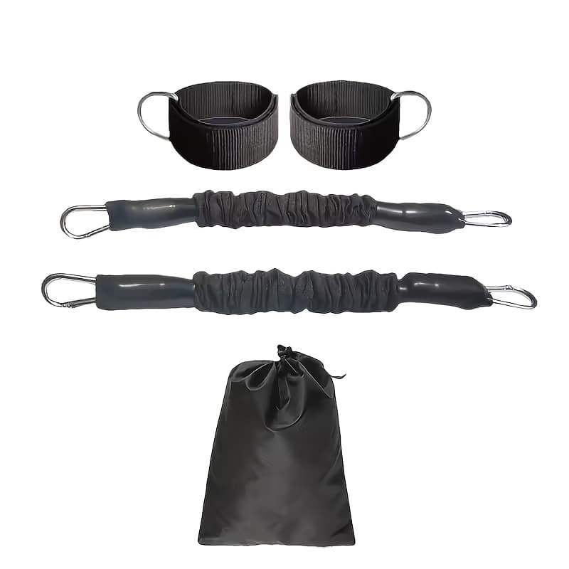 TEMU 80lbs Black Ankle Leg Bounce Elastic Rope Puller Training Bands For Taekwondo Fitness, Elastic