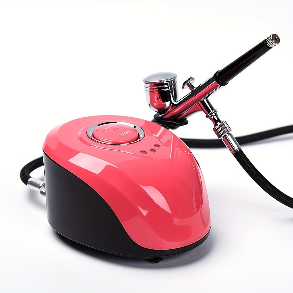 TEMU 1 Set Mini Airbrush Kit With Portable Air Brush Compressor Set, Dual - Action Gravity Feed Air Brushes For Painting, Hobby, Craft, Cake Decorating, Hydrating And Beauty