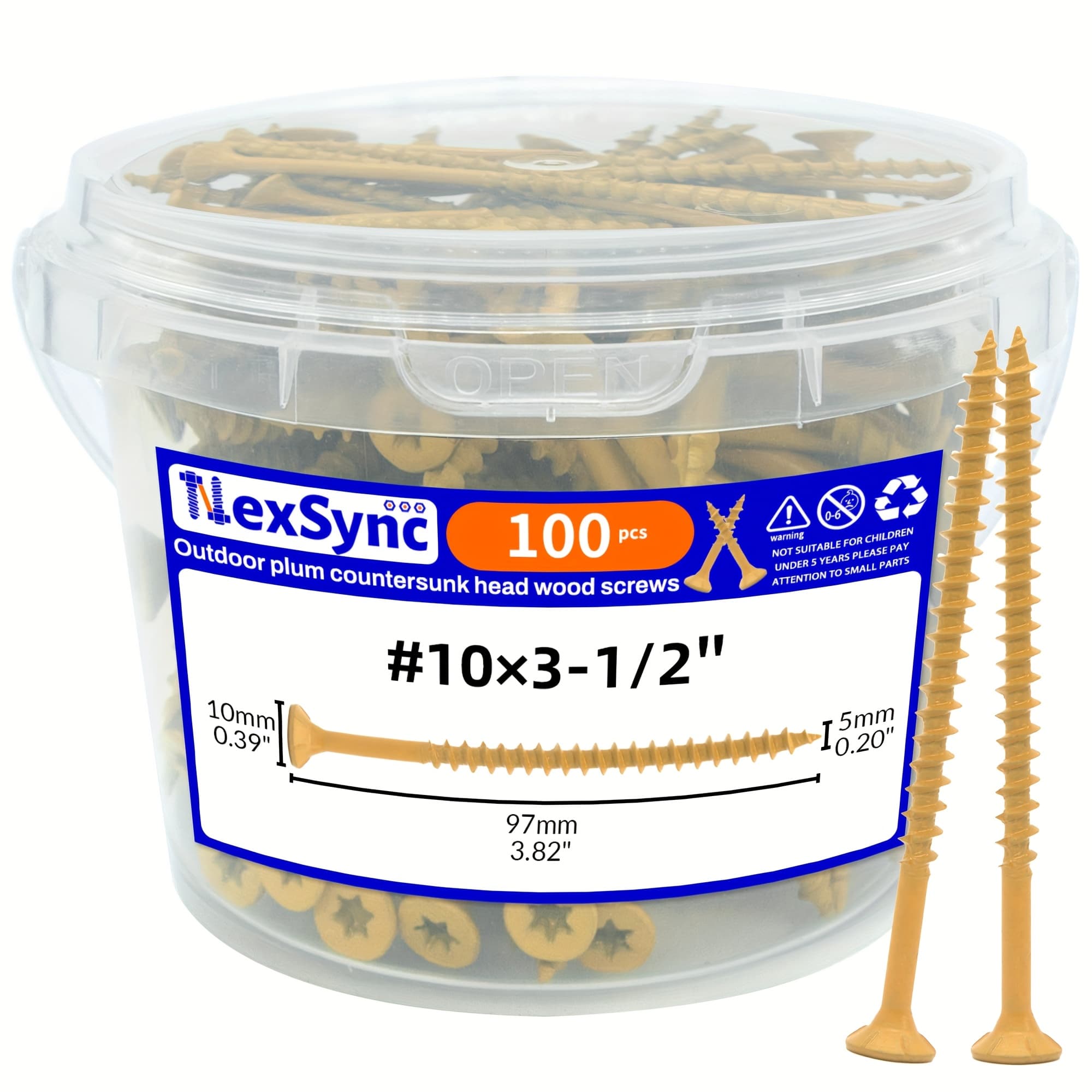 TEMU 100pcs/150pcs/200pcs/300pcs #10 #8 Threaded Wood Screws, 8 Sizes, Yellow Wood Screws