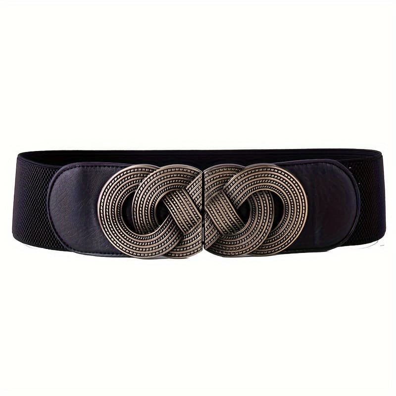 TEMU 1pc Of Women's Black Wide Elastic Belt