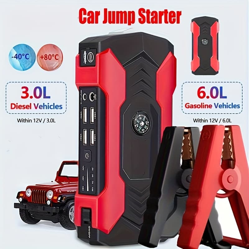 TEMU Portable Car Jump Starter Portable Car Jump Starter Kit, Mobile Power, Lcd Display - Wireless Emergency Battery Charger, Convenient To Use At