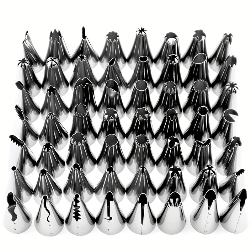 TEMU 56pcs Stainless Steel Cake Decorating Kit - Includes Pastry Piping Tips And Connectors, Perfect For Frosting Desserts And Pastries
