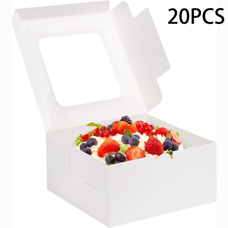 TEMU 20 Cake Boxes, 10 X 10 X 5 Inches, Square Bakery Boxes With Window For Cakes, Pastries, Chocolates, , Cake, Birthday Party, Wedding, Easter