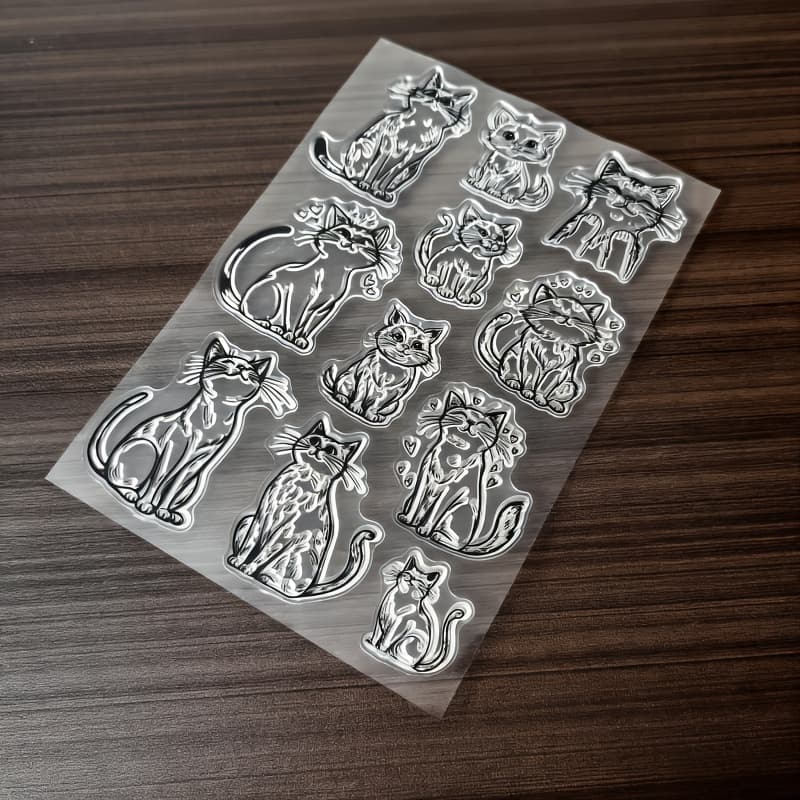 TEMU 1pc Of Cute Cat Transparent Stamp, Suitable For Scrapbooking, Handmade Card Creation, And Diary Decoration