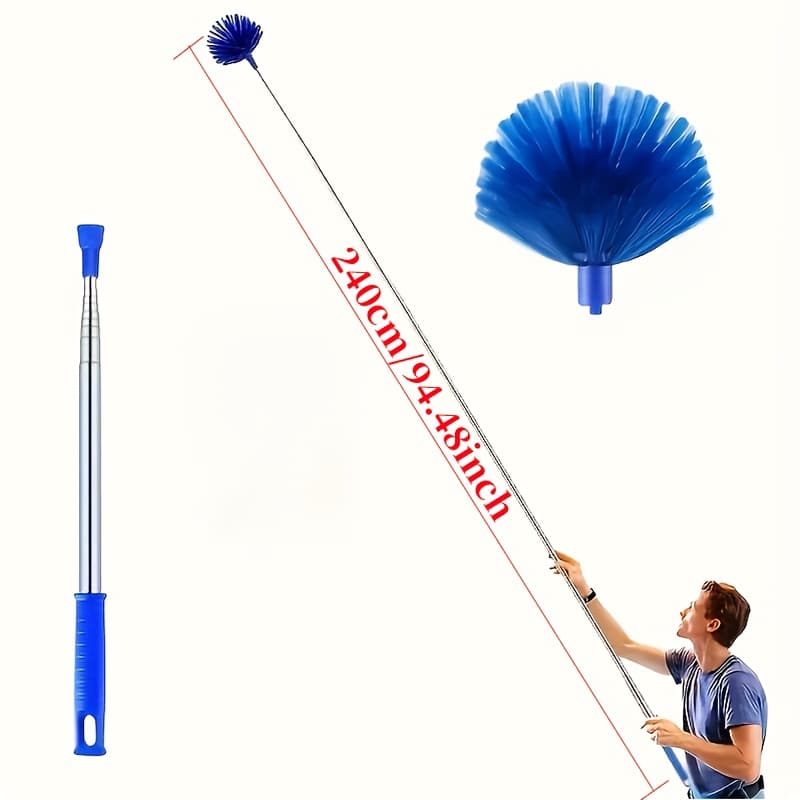 TEMU Web Duster With Extension Pole, Washable Cleaning Duster Kit, Web Duster, Corner Brush, 15-100 Inch Long Ceiling Fan Aluminum Telescopic Pole