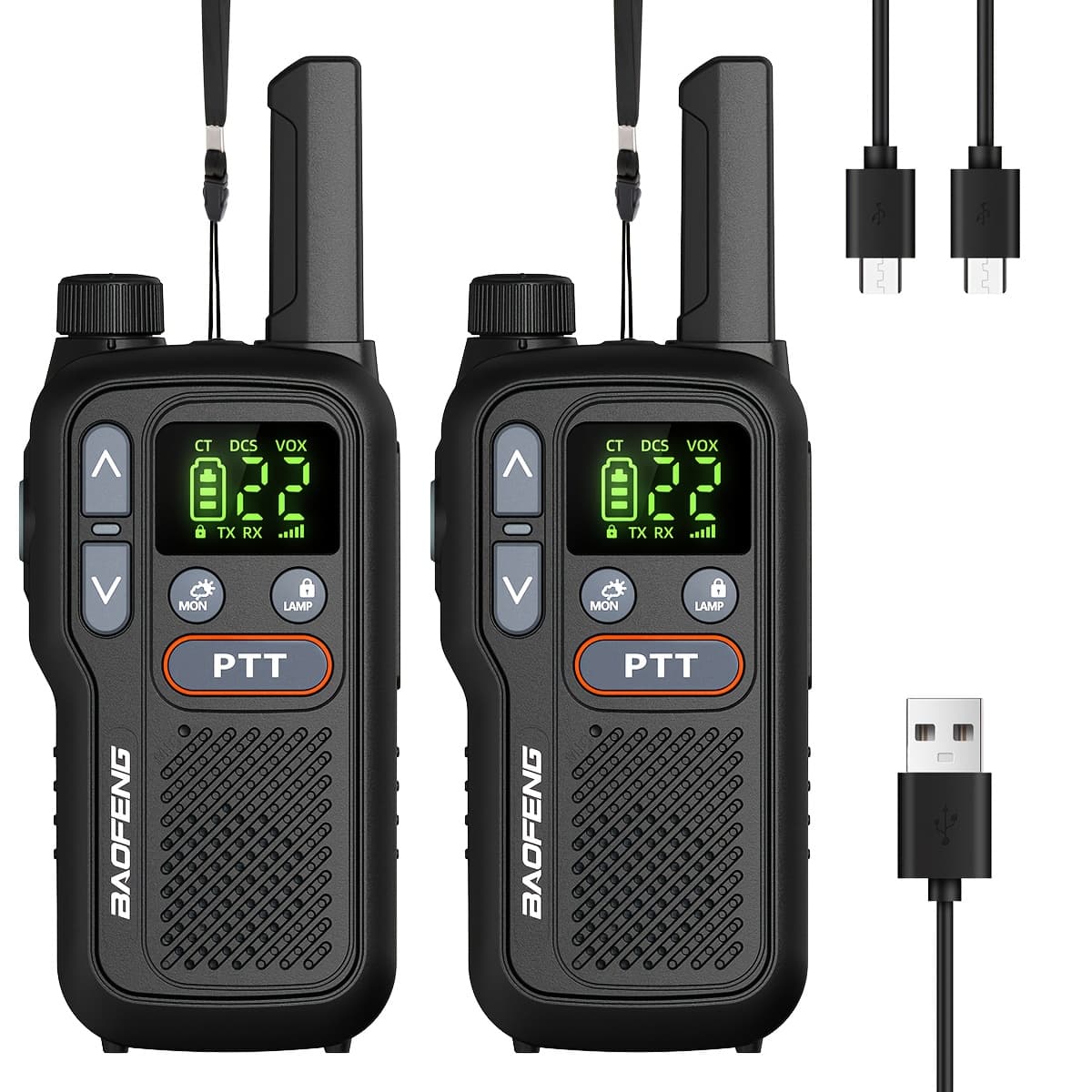 TEMU Baofeng Walkie Talkies For Adults With 22 Frs Channels & Lcd Display, Vox Scan/scan Function, Usb-c & Li-, For Hiking, Camping, Family, Outdoor, Usb- Flashlight (vox Activation)