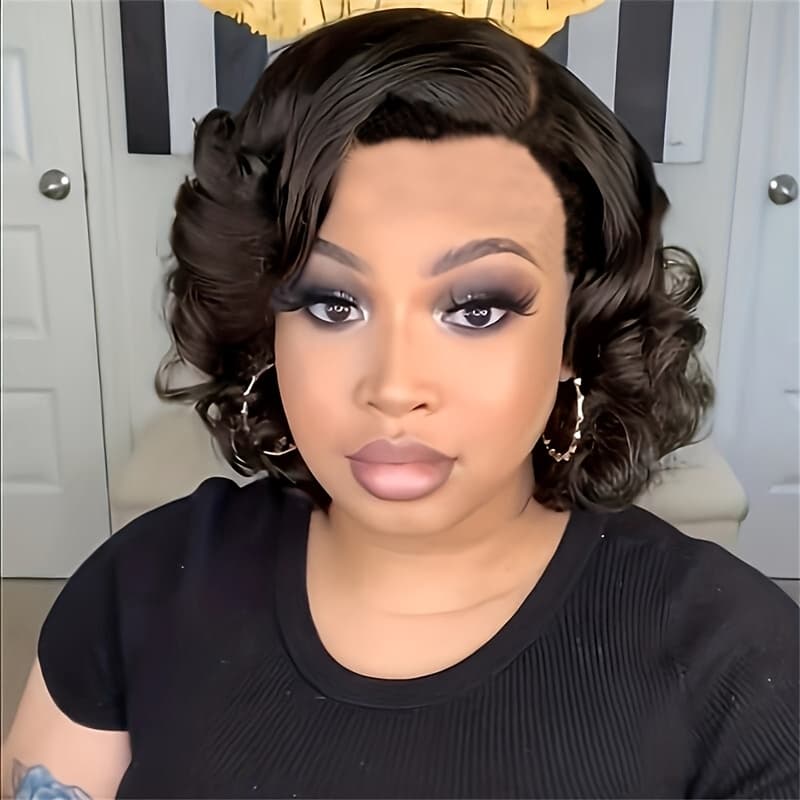 TEMU This Is A Short Brown Synthetic Wig With Curly Waves, Tailored For Women. A Stylish Option For Summer, Easy To Put On, And Suitable For Beginners