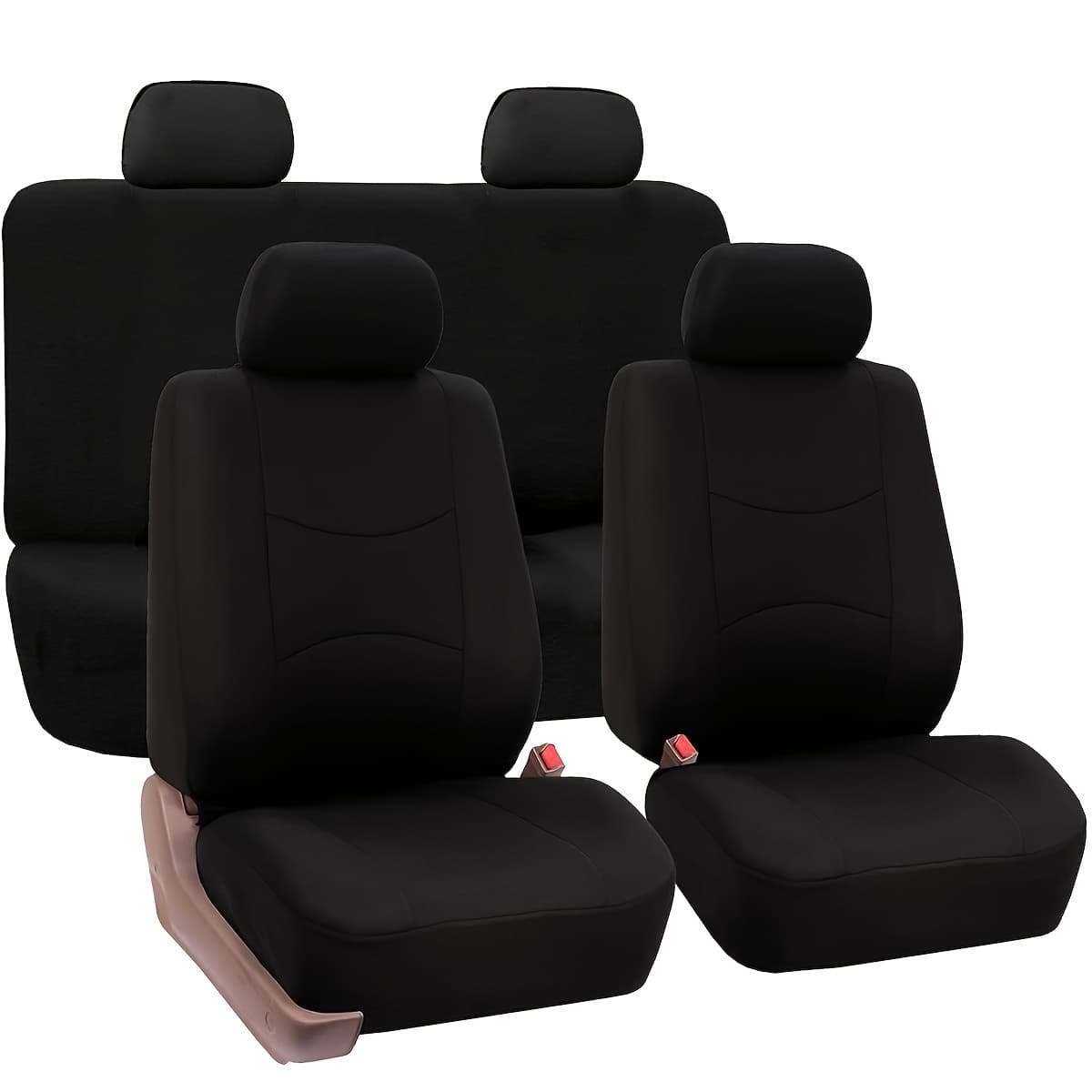 TEMU Fabric Black Flat Car Seat Covers 5-seat Full Car 9pcs Set