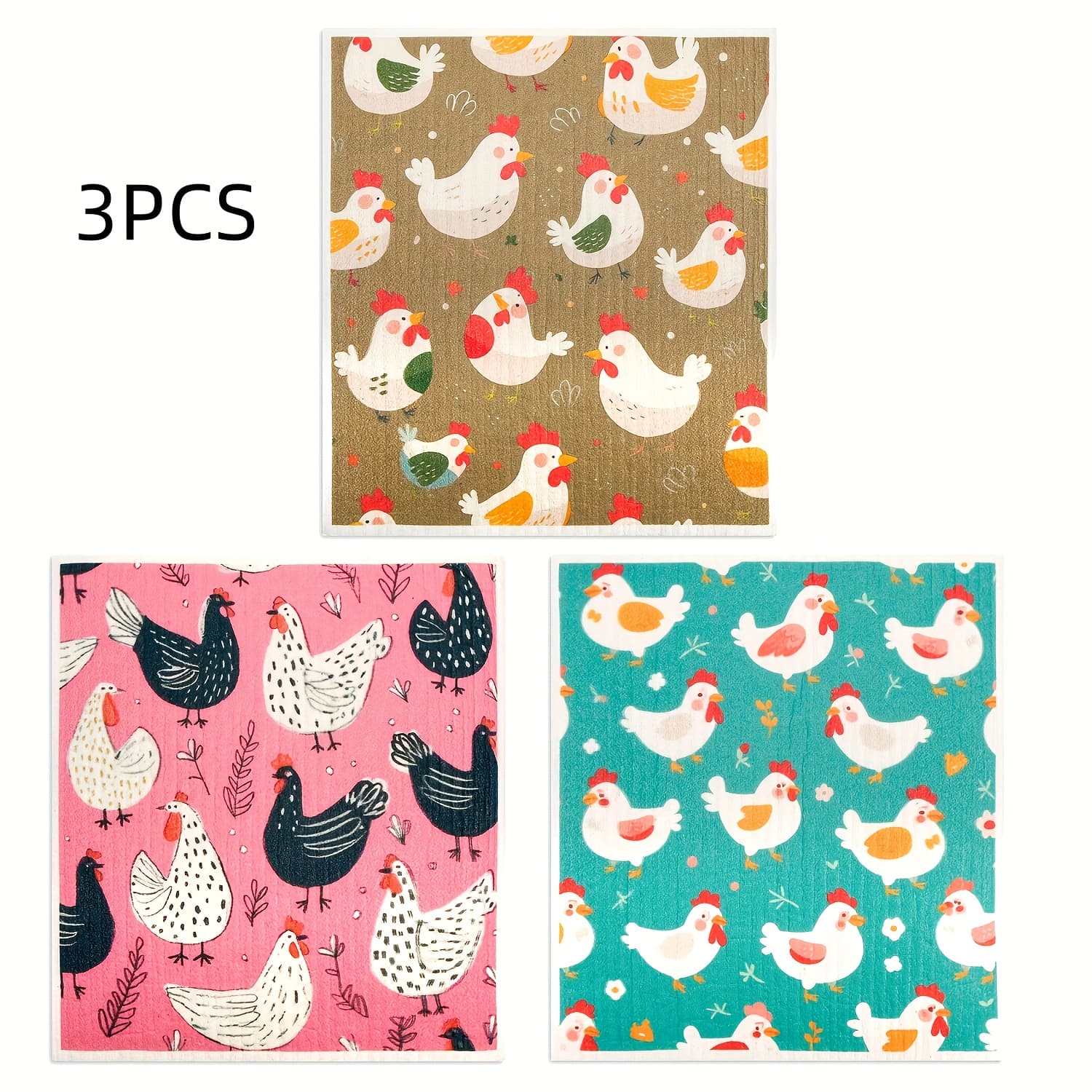 TEMU 3/6/12 Pack Swedish Dishcloths | Reusable, Fast Drying, Cute Funny Swedish Cleaning Sponge Cloths, Contemporary Style, Hand Wash Only, Wood Fiber