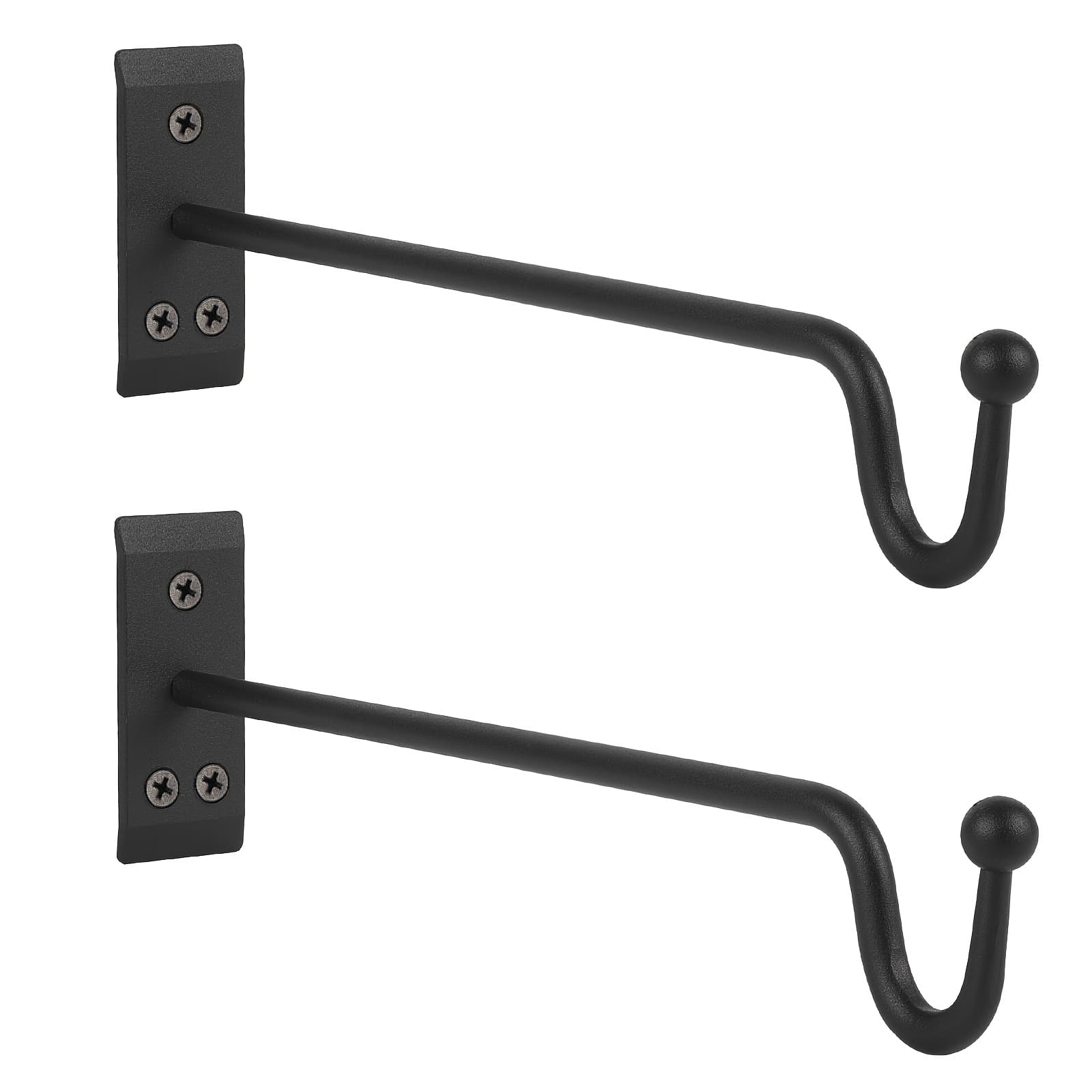 TEMU 2pcs Hanging Plant Bracket, Heavy Duty Metal Plant Hangers Outdoor Or Indoor-decorative Wall Hooks For Hanging Planter, Bird Feeders, Wind Chimes, Flower Pot, Basket, Lanterns-matte Black