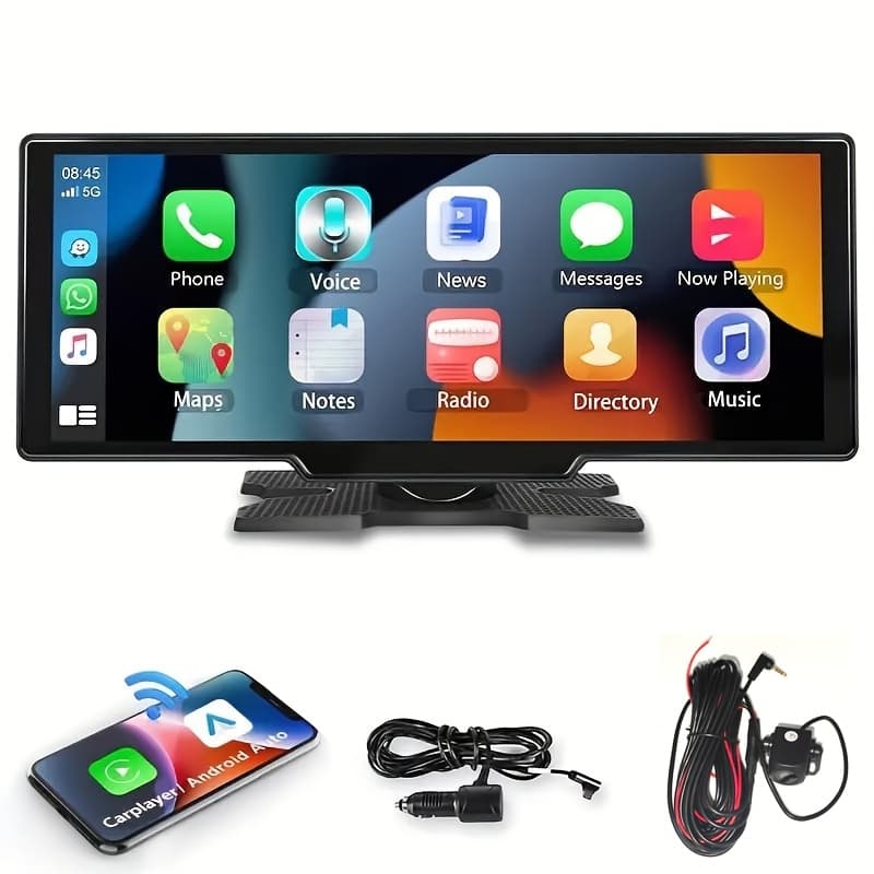 TEMU 10.2-inch Super-large Car Screen, 4k Display, Carplay/ Supporting Bt Wireless Connection, Parking Assistance, , Video , Positioning Navigation, Phone Answering, Suitable For All Cars.