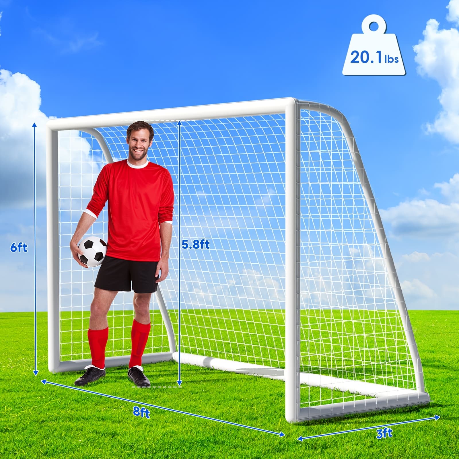 TEMU 10x6.5ft Soccer Goal Set With Weatherproof Upvc Frame, 2x Premium Nets + Carry Bag & Stakes, Easy Assembly Goal, Holiday Sports Gift