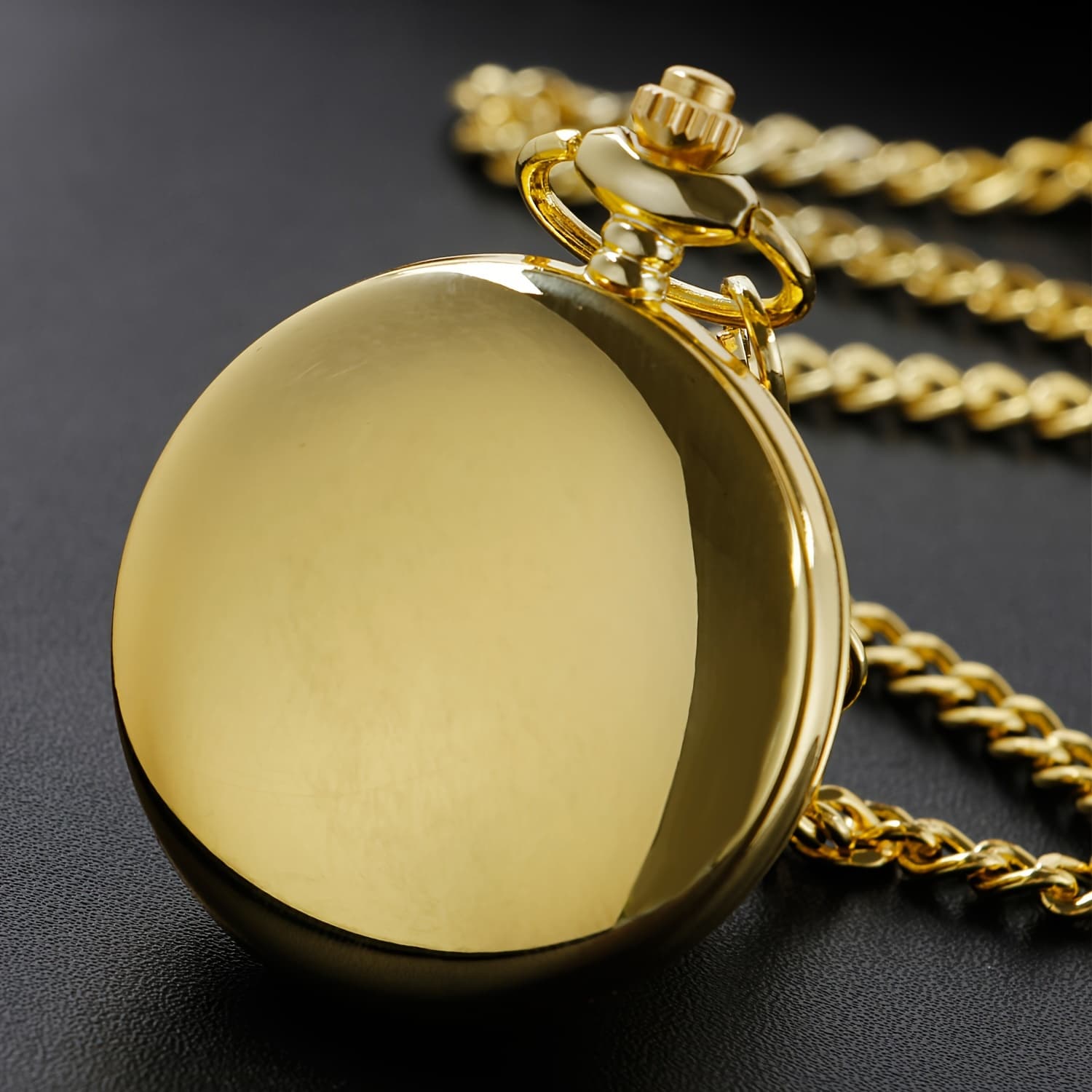 TEMU Vintage-style Golden-tone Quartz Pocket Watch With Arabic & Adjustable Chain - Round Men's Fashion Accessory, Function, Classic , Sophisticated Design, Metallic Finish