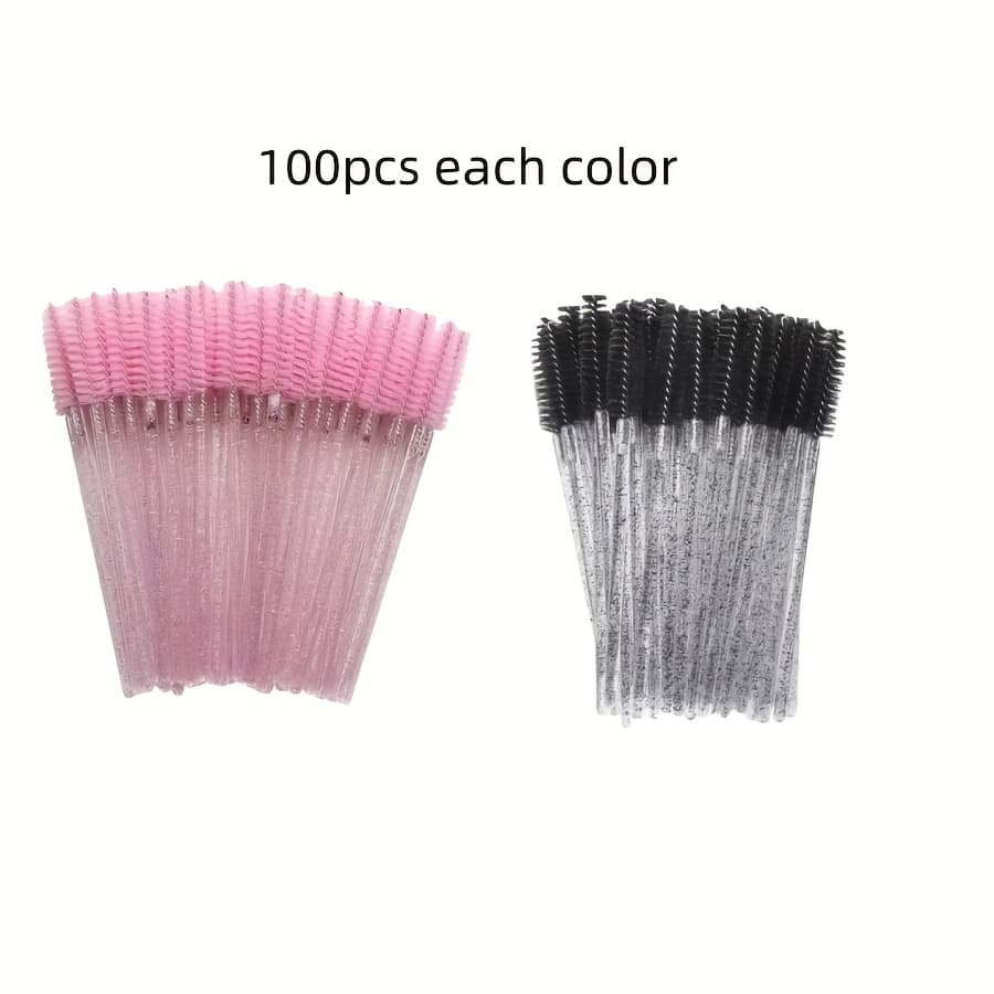 TEMU 200pcs Eyelash Brushes, Mascara Wands With Container, Disposable Eyebrow , Lash Brush For Lash Extensions, Eyebrow Spoolie, Castor Oil Brushes (not All Sku Are In Bottle) (multiple Colors )