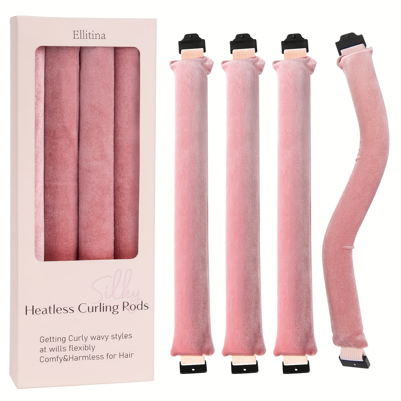 TEMU Ellitina 4pcs/box Self-care Kit – 0 Heat, Secure Clasp Tech And Built- Ribbons In Elegant Box – , Wake Up To , Nice Gift!